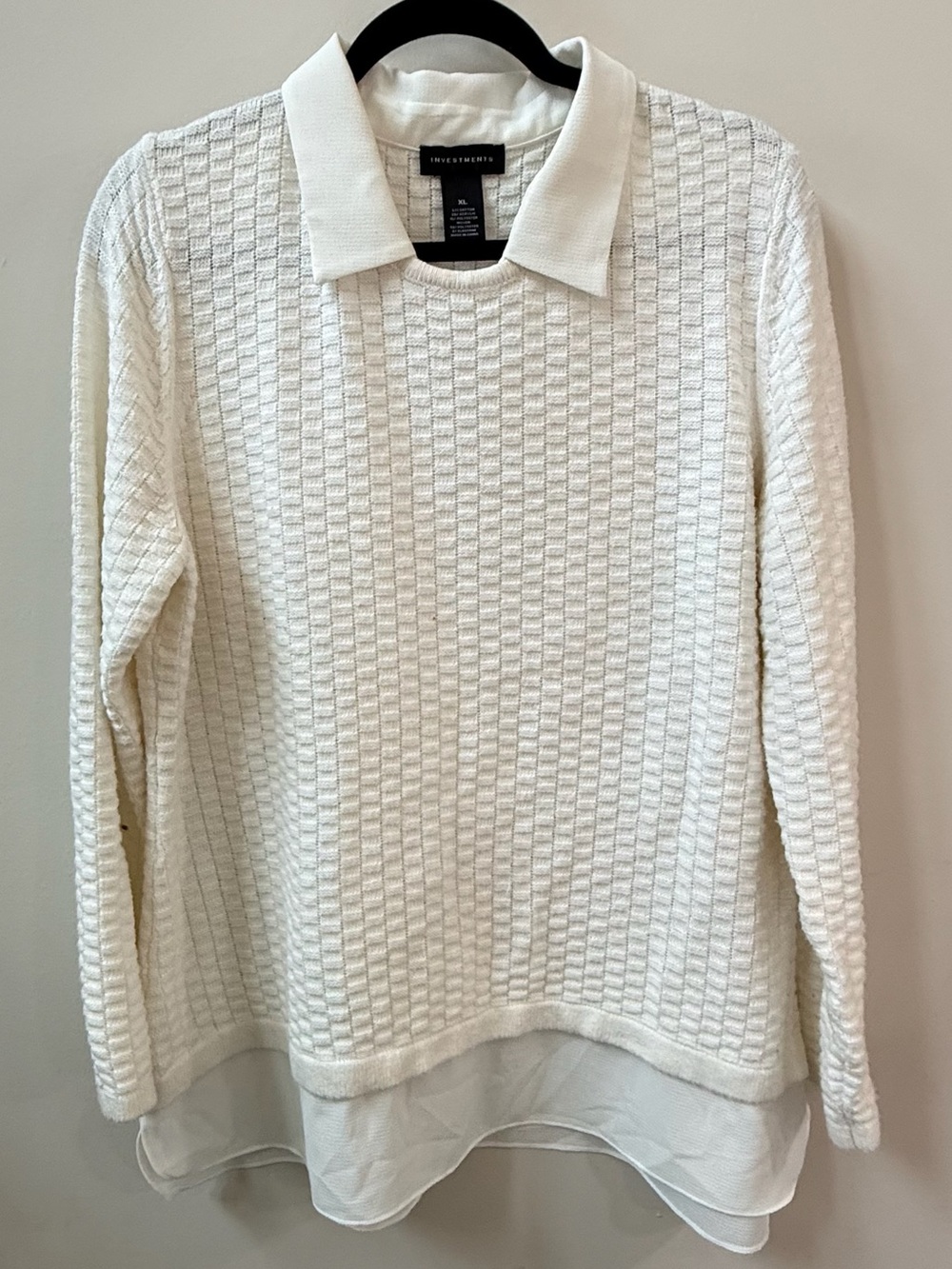 Investments Cream Crewneck Knit Sweater XL